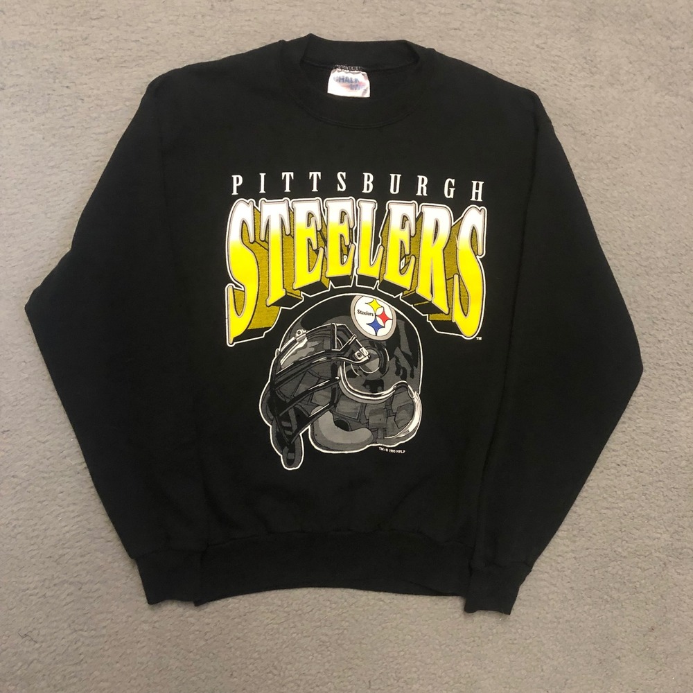 Vtg 1995 Pittsburgh Steelers Chalk Line Crewneck Sweatshirt Black XL NFL Large M
